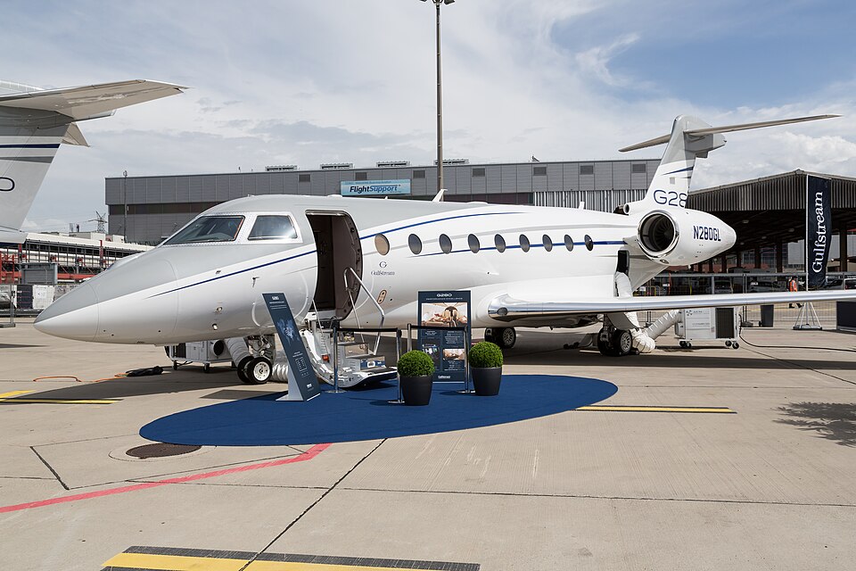 Gulfstream business jet on display