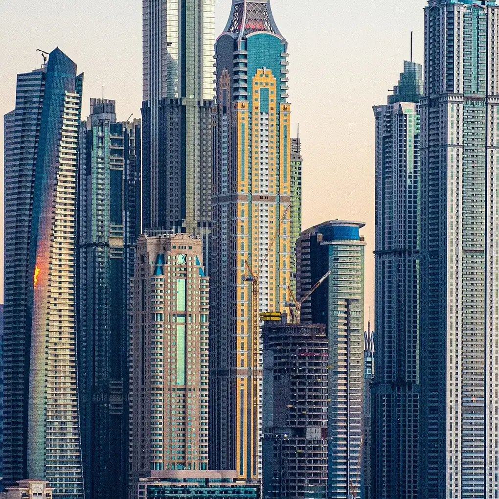 Dubai Marina towers seen from the water